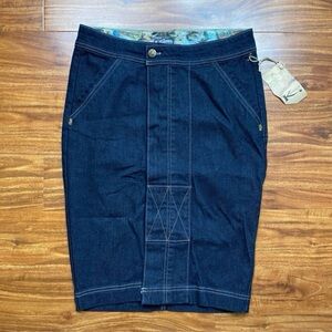 NWT New K. Roque Women Dark Blue 70’s Style Midi Denim Skirt Size 12 Cottagecore